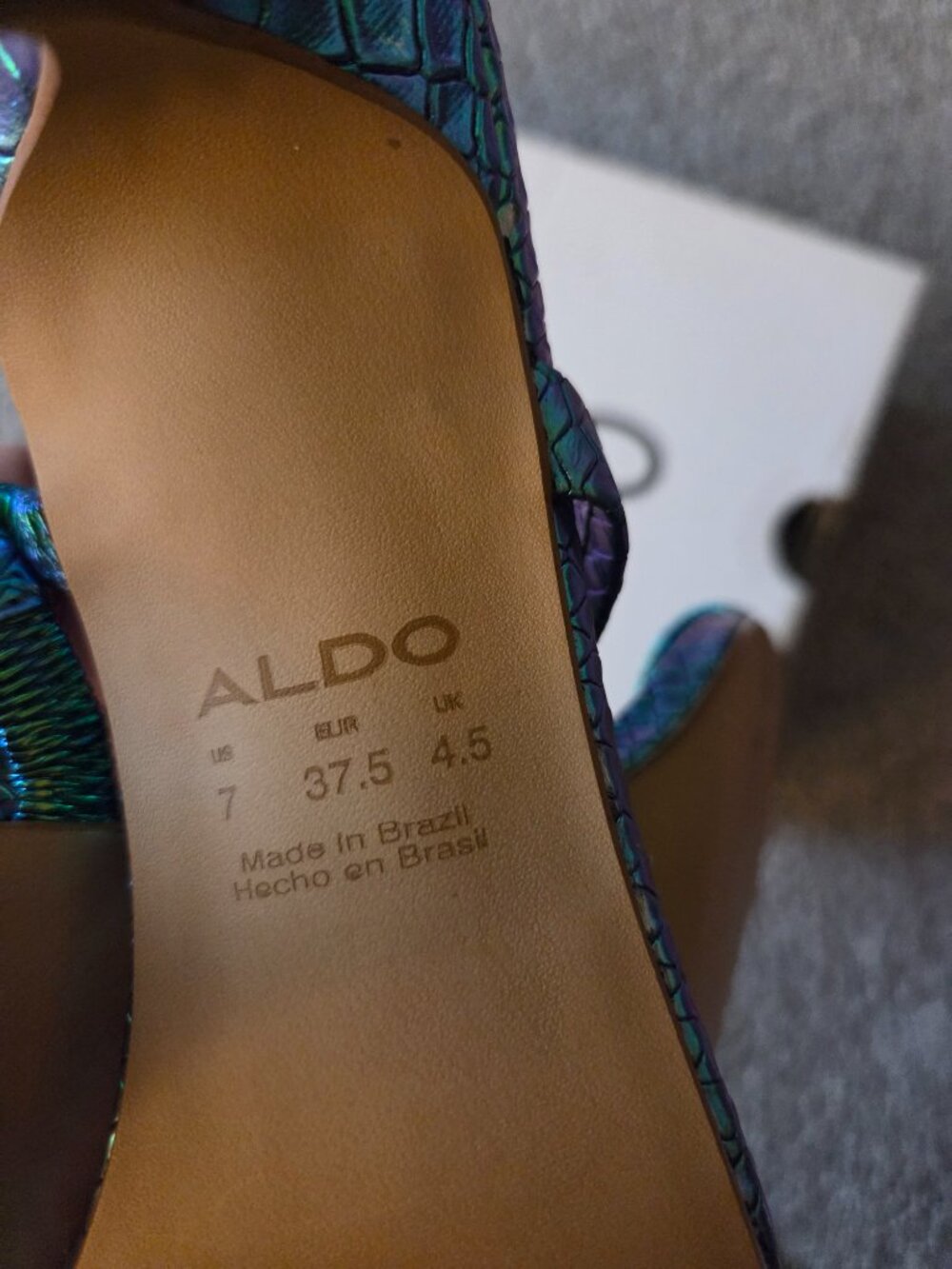 New, Aldo Limosa teal iridescent slide sandals 7 - Picture 6 of 7